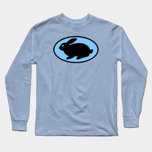 black print rabbit light blue Long Sleeve T-Shirt